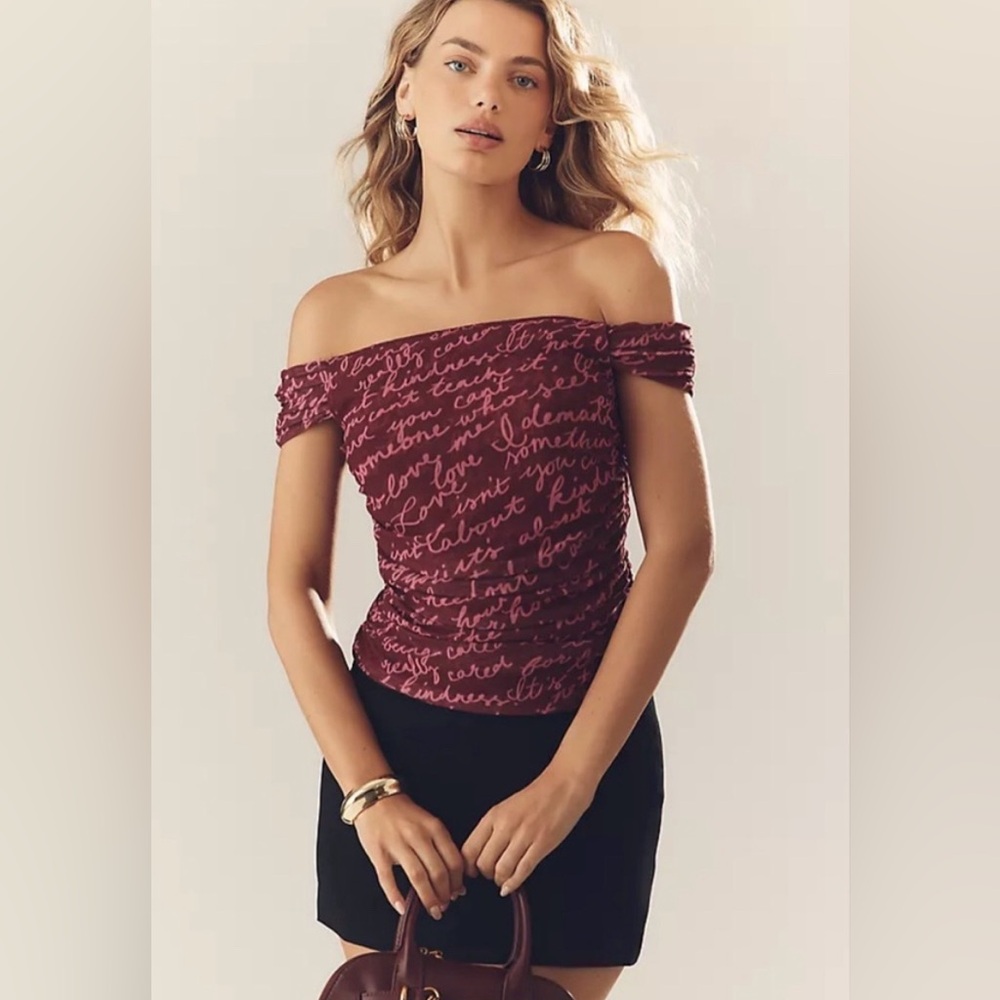 Anthropologie NWT Maeve Off-The-Shoulder Mesh Top Size XL